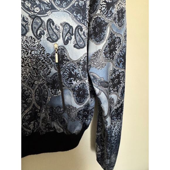 VTG 90s 100% Silk Bomber Jacket Women’s Sz Large Light Blue Allison Taylor - Picture 10 of 11